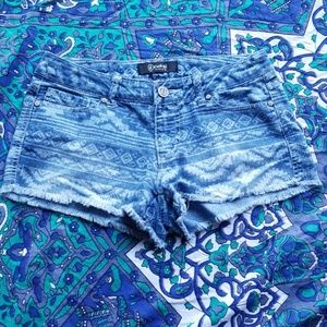 🛍Size 3 Aztec Tribal Print Frayed Shorts Rewash